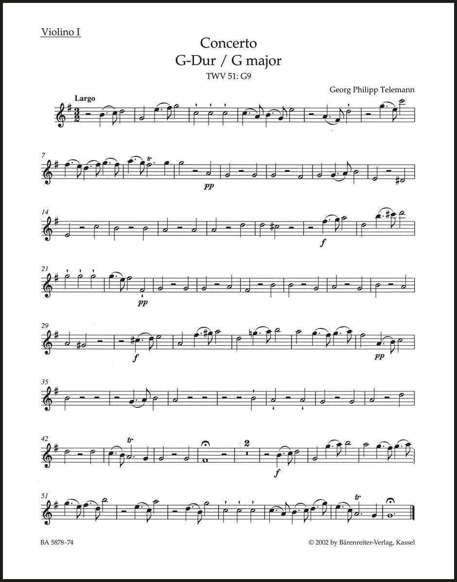 Telemann: Viola Concerto in G Major, TWV 51:G9 – Barenreiter US