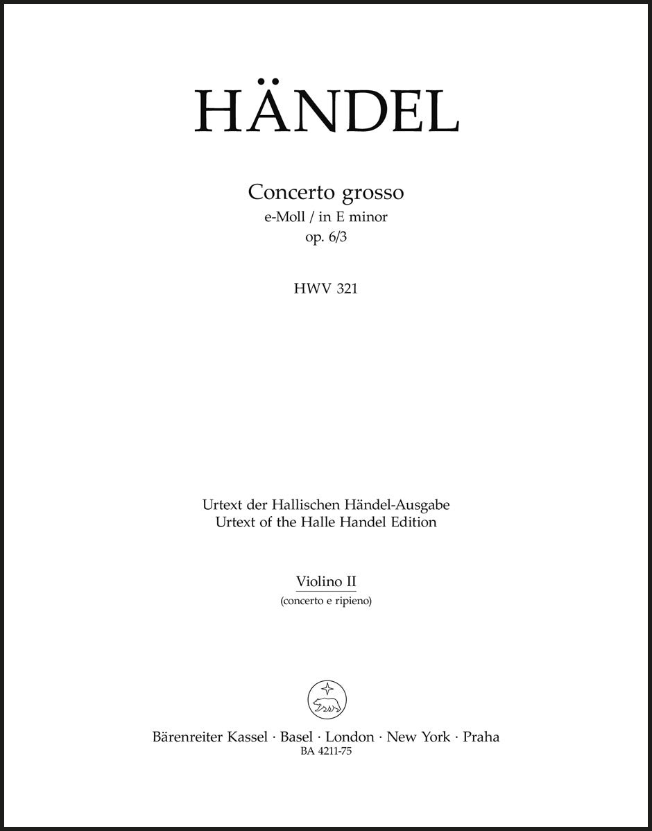 Handel: Concerto grosso in E Minor, HWV 321, Op. 6, No. 3
