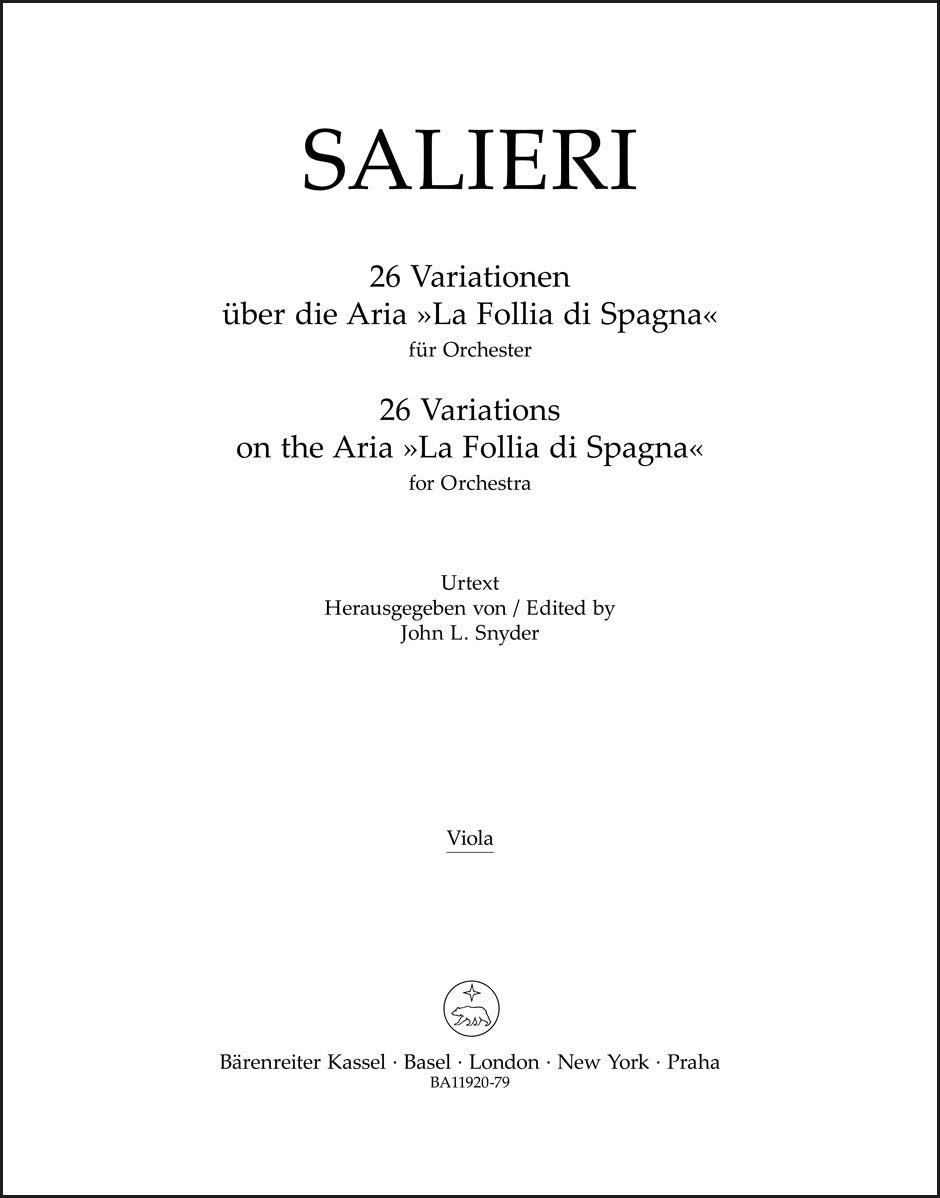 Salieri: 26 Variations on the Aria "La Follia di Spagna"