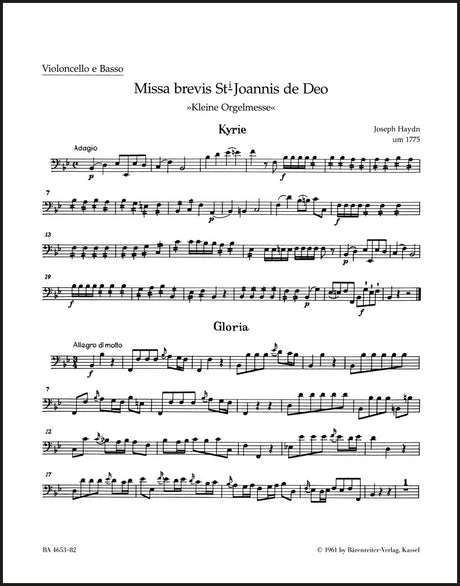 Haydn: Missa brevis Sancti Joannis de Deo, Hob. XXII:7