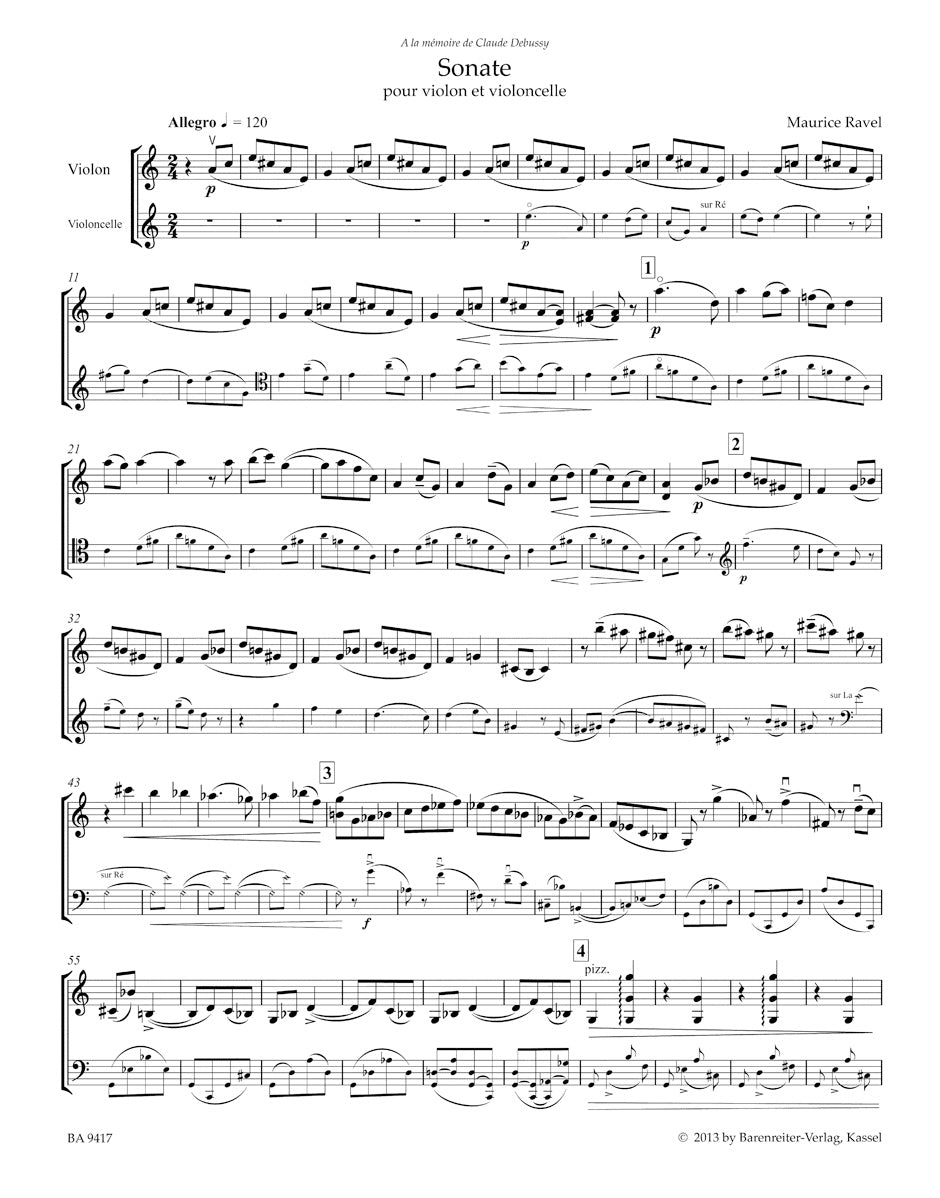Ravel: Sonata for Violin and Cello