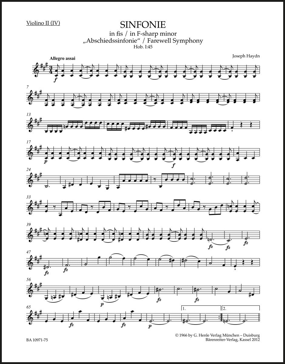 Haydn: Symphony in F-sharp Minor, Hob. I:45
