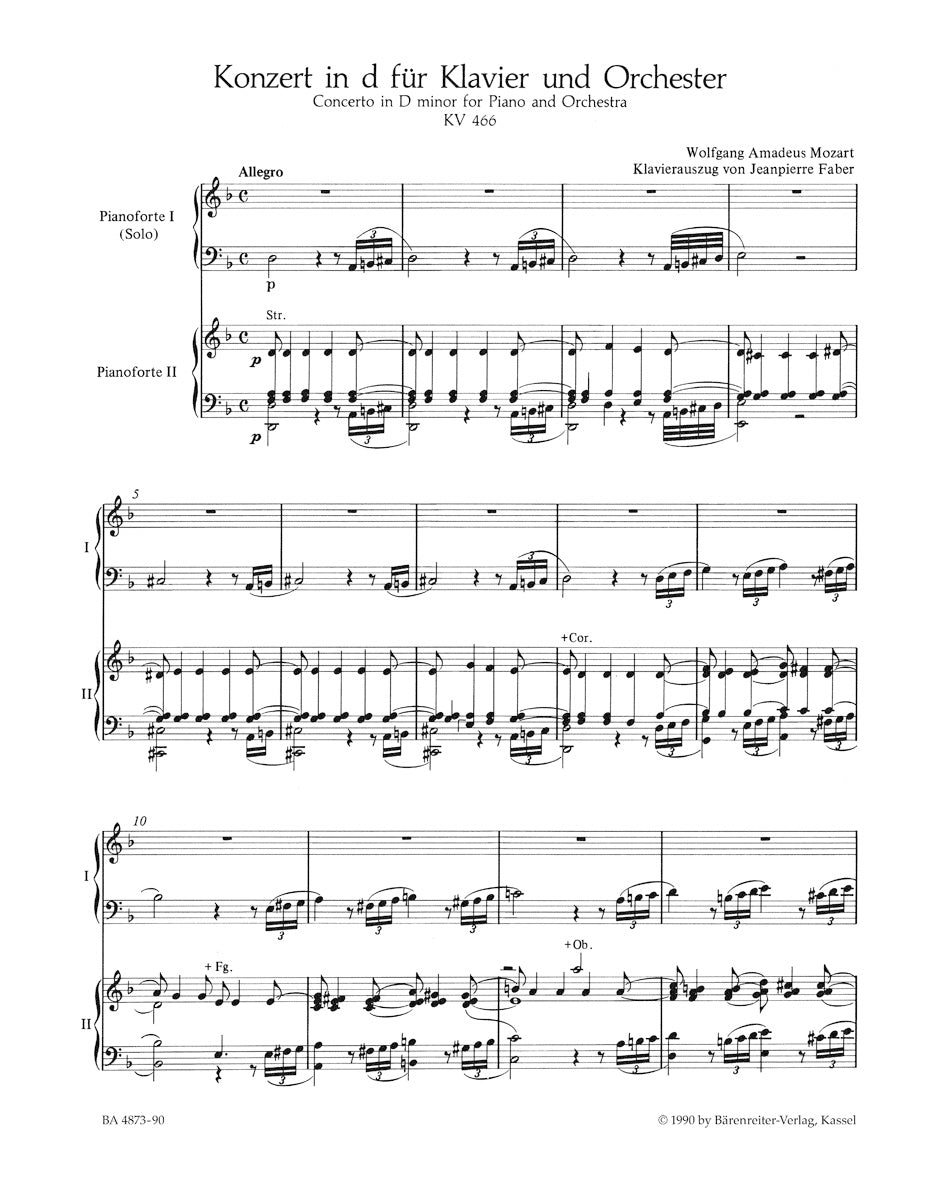 Mozart: Piano Concerto No. 20 in D Minor, K. 466 – Barenreiter US