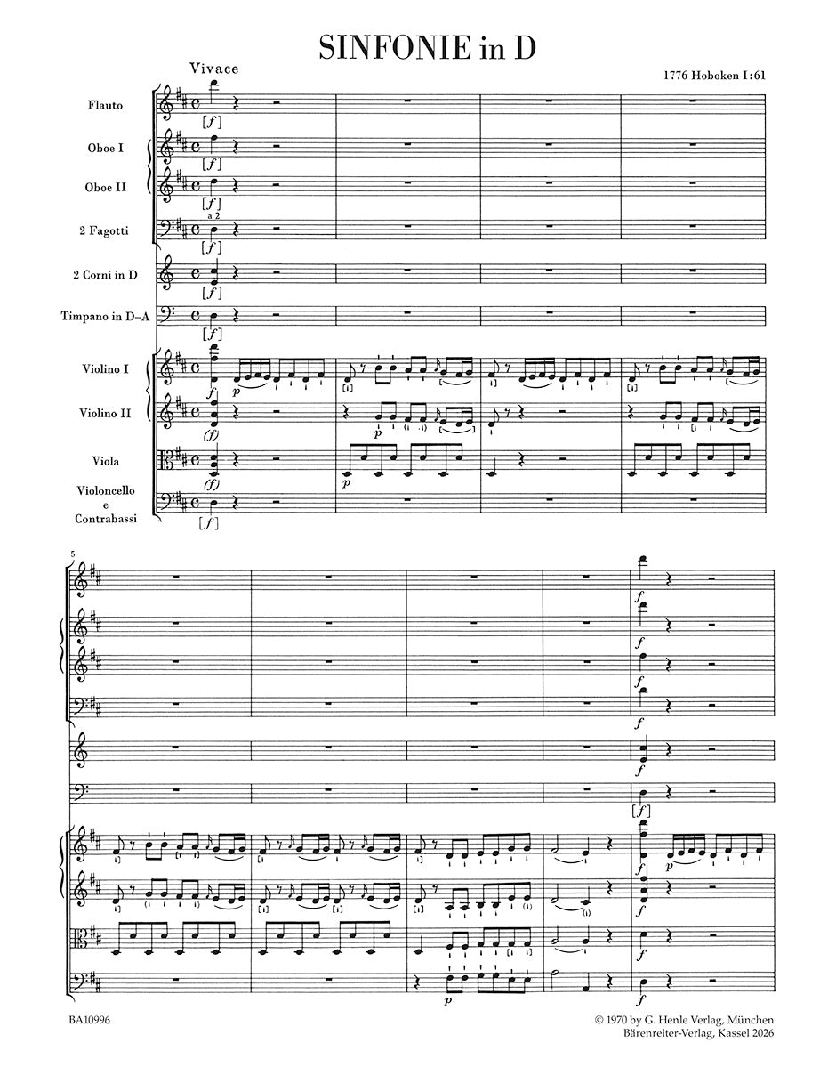 Haydn: Symphony in D Major, Hob. I:61