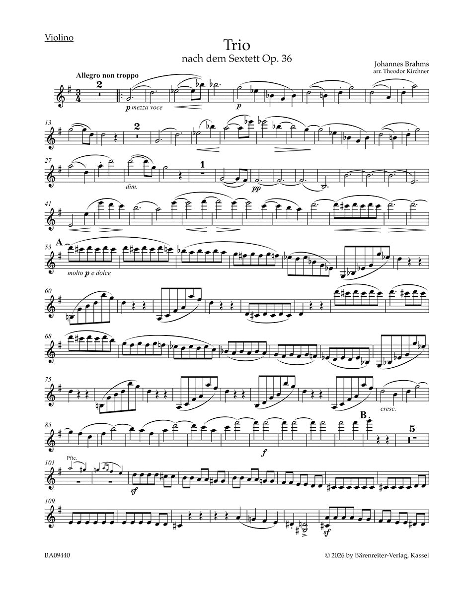 Brahms: Piano Trio (arrangement of Sextet in G Major, Op. 36)