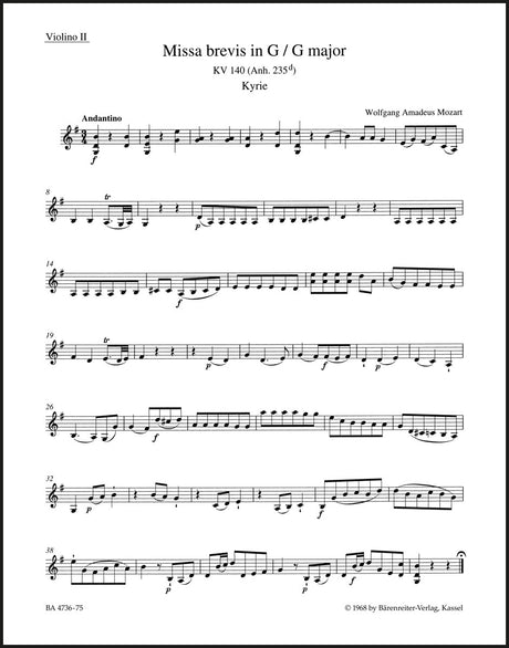 Mozart: Missa brevis in G Major, K. 140 (235d)