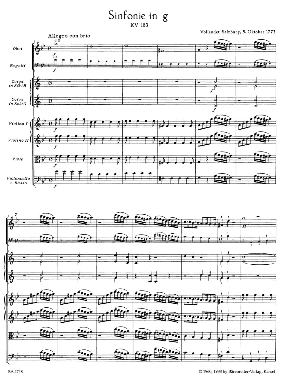 Mozart: Symphony No. 25 in G Minor, K. 183 (K.6: 173 dB)