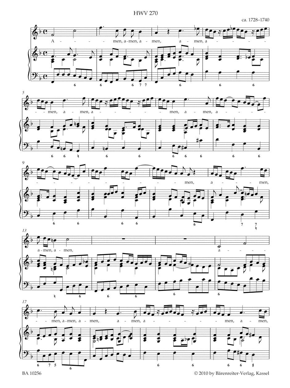 Handel: 9 Amen and Halleluja Movements, HWV 269-277