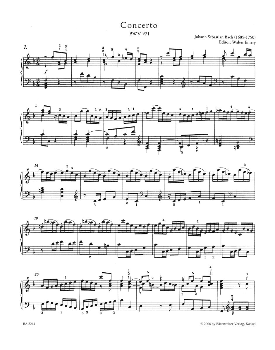 Bach: Italian Concerto, BWV 971