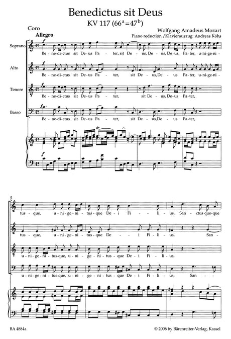 Mozart: Benedictus sit Deus, K. 117 (66a=47b)