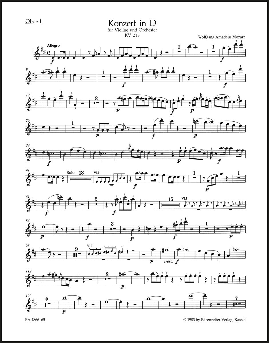 Mozart: Violin Concerto No. 4 in D Major, K. 218 – Barenreiter US