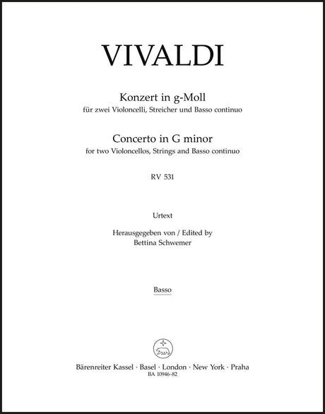 Vivaldi: Concerto for 2 Cellos in G Minor, RV 531