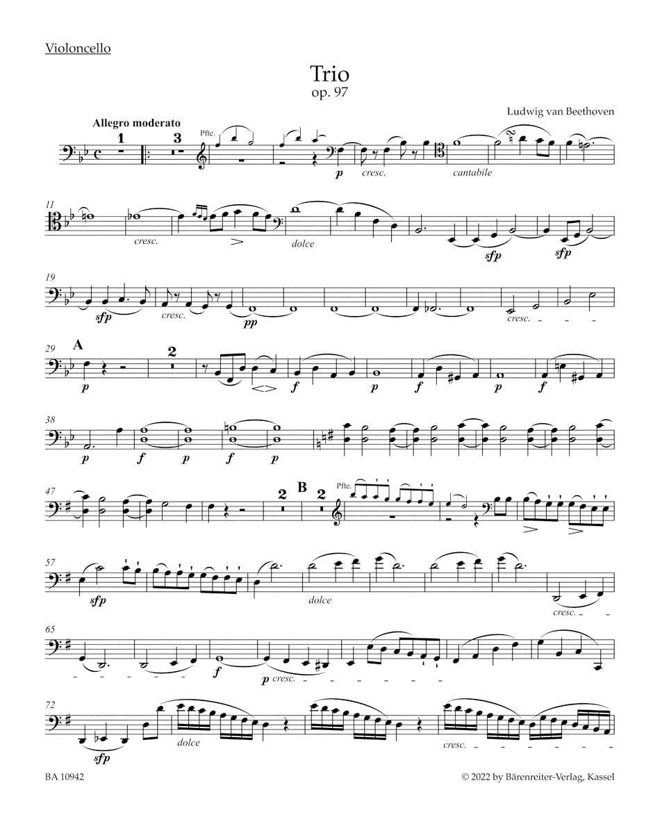 Beethoven: Piano Trio in B-flat Major, Op. 97 – Barenreiter US