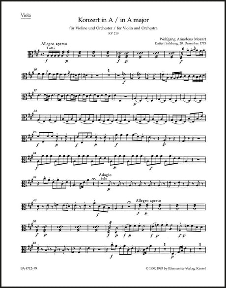 Mozart: Violin Concerto No. 5 in A Major, K. 219