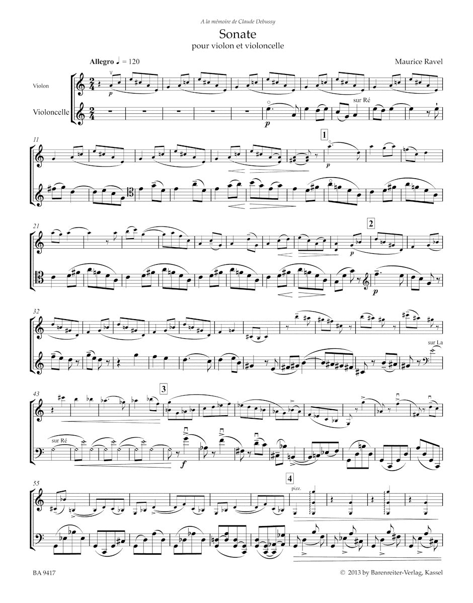Ravel: Sonata for Violin and Cello