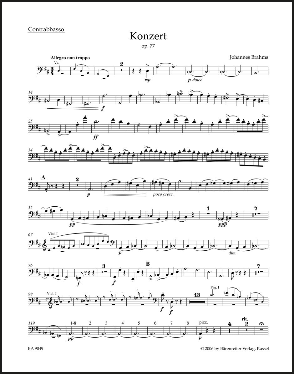Brahms: Violin Concerto in D Major, Op. 77 – Barenreiter US