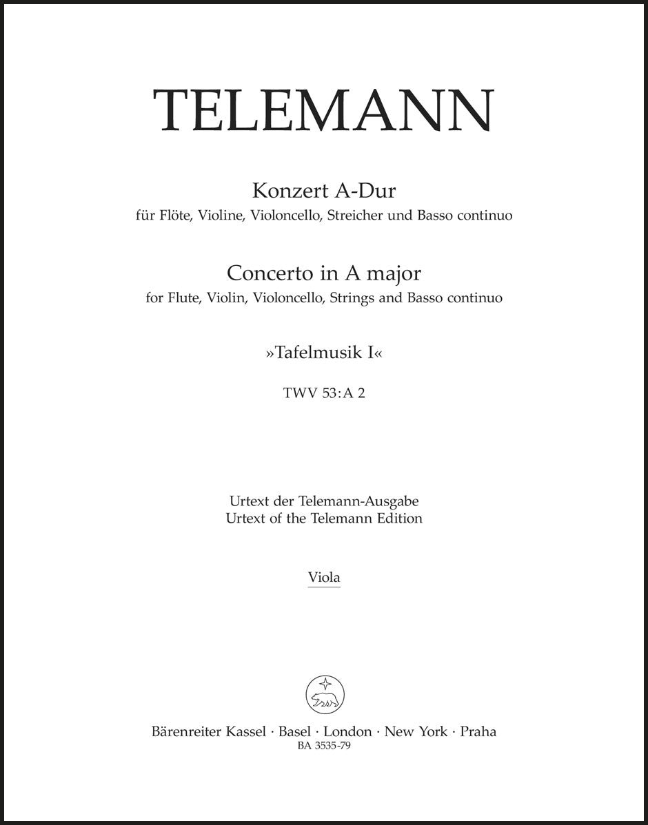Telemann: Concerto for Flute, Violin, Cello, Strings and Basso continuo in A Major, TWV 53:A2