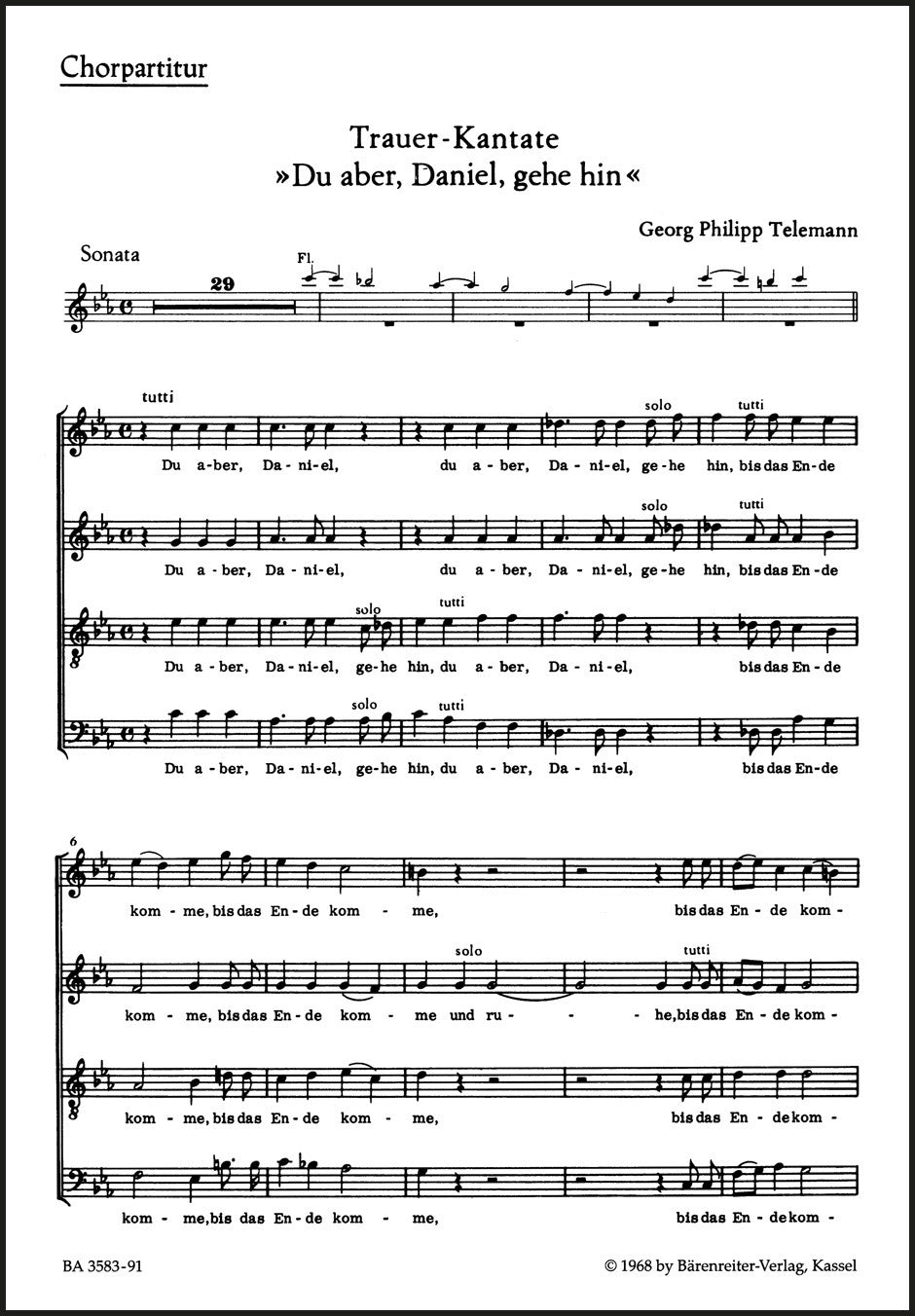 Telemann: Du aber, Daniel, gehe hin, TVWV 4:17