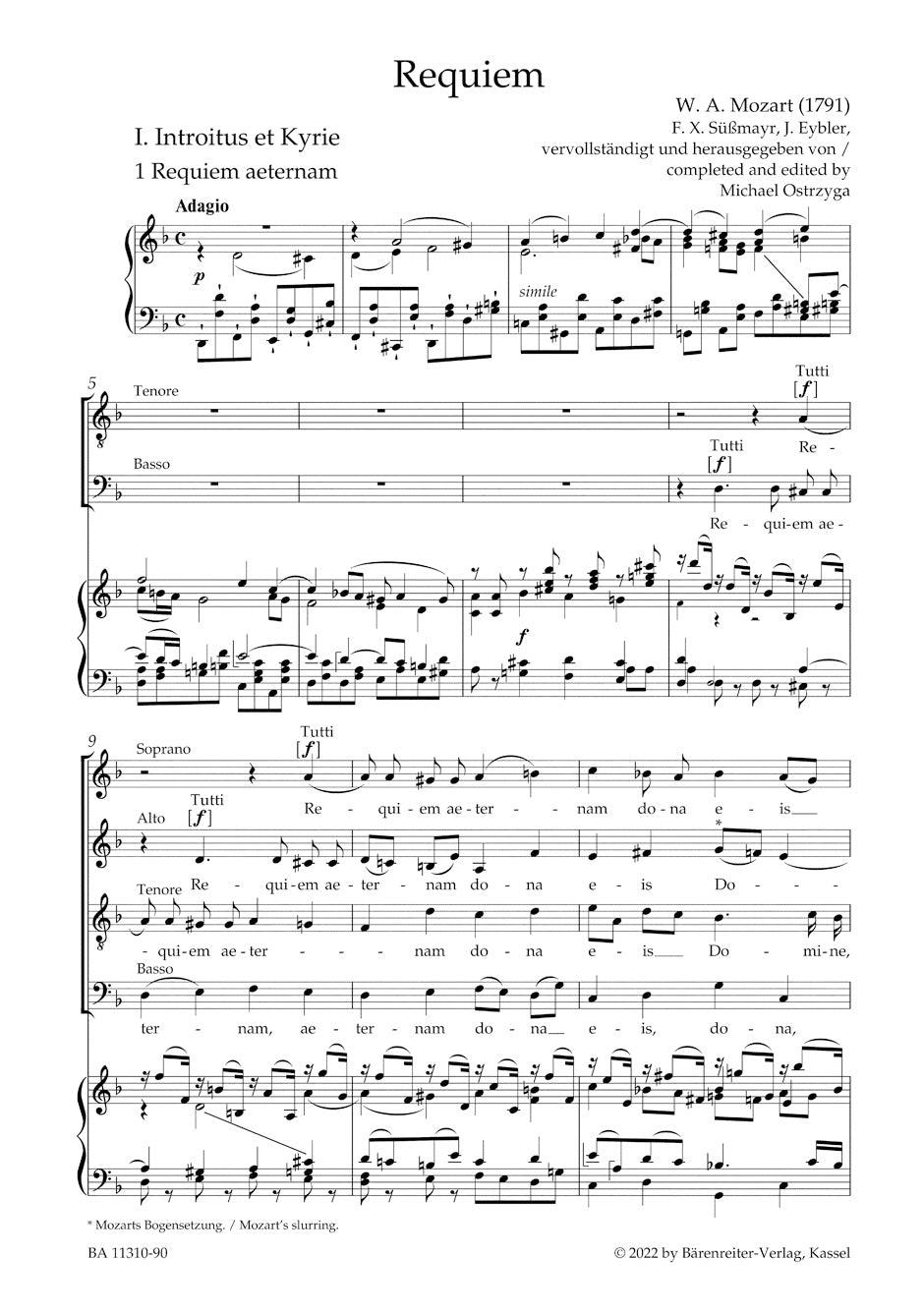 Mozart: Requiem, K. 626 (completed by Ostrzyga) – Barenreiter US
