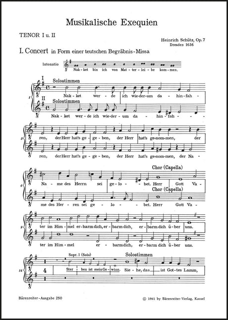 Schütz: Musikalische Exequien, SWV 279–281, Op. 7