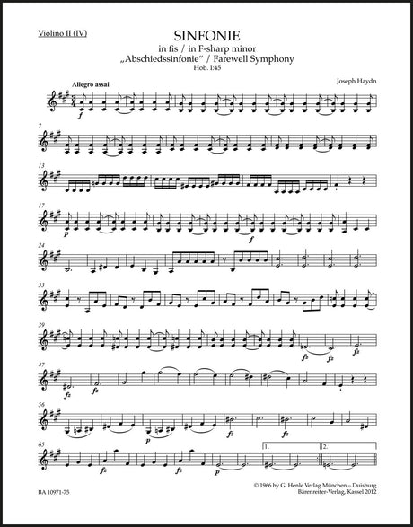 Haydn: Symphony in F-sharp Minor, Hob. I:45
