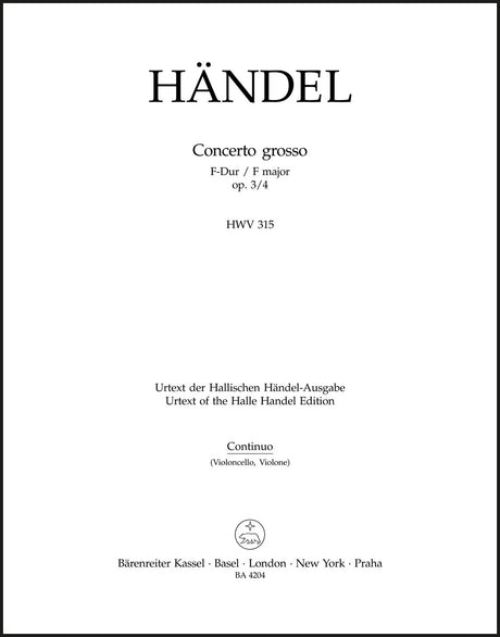 Handel: Concerto grosso in F Major, HWV 315, Op. 3, No. 4