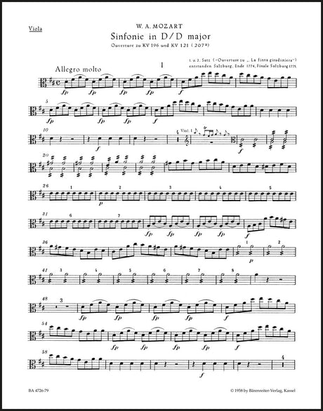 Mozart: Symphony in D Major, K. 196, 121 (207a)