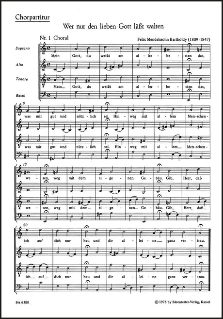 Mendelssohn: Wer nur den lieben Gott läßt walten, MWV A 7