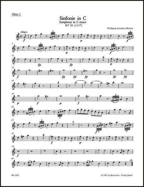 Mozart: Symphony in C Major, K. 96 (111b)