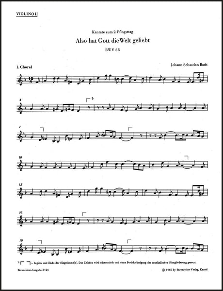 Bach: Also hat Gott die Welt geliebt, BWV 68