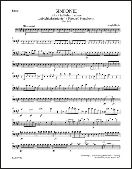 Haydn: Symphony in F-sharp Minor, Hob. I:45