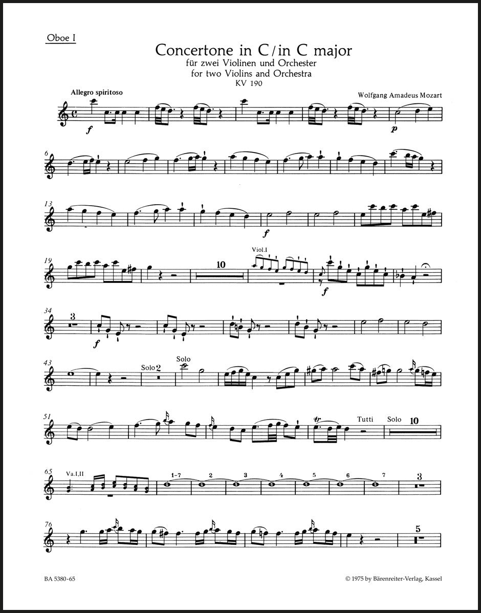Mozart: Concertone for 2 Violins in C Major, K. 190 (186e)