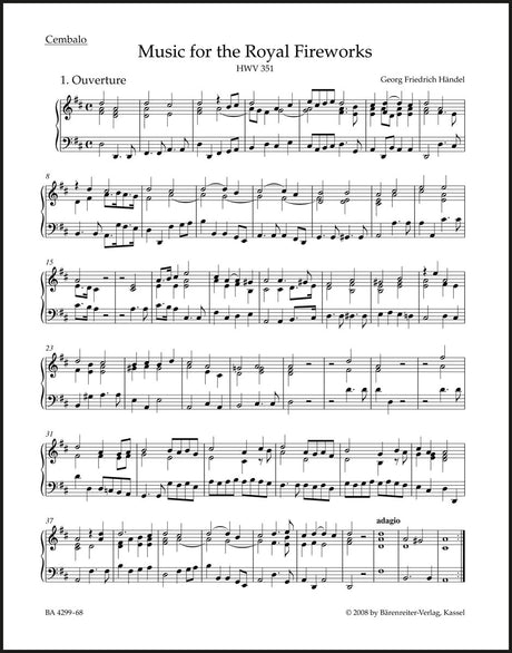 Handel: Music for the Royal Fireworks, HWV 351