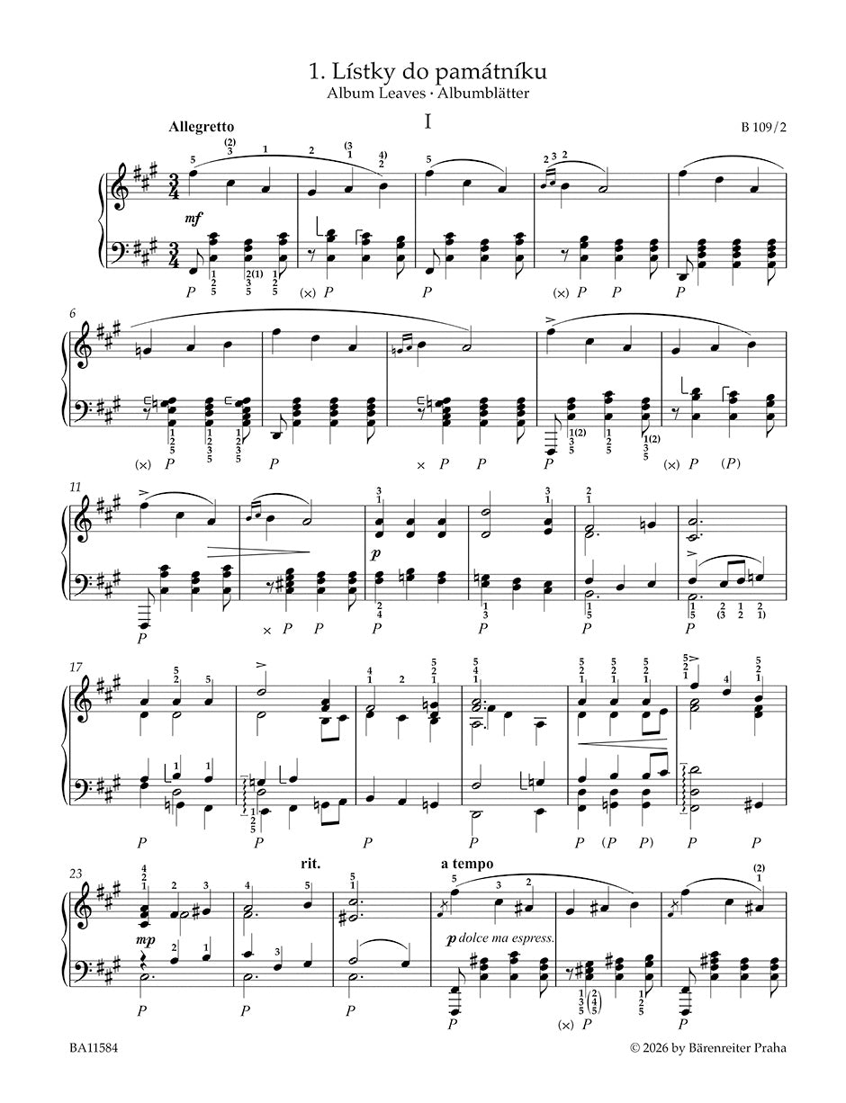 Dvořák: Easy Piano Pieces and Dances – Barenreiter US