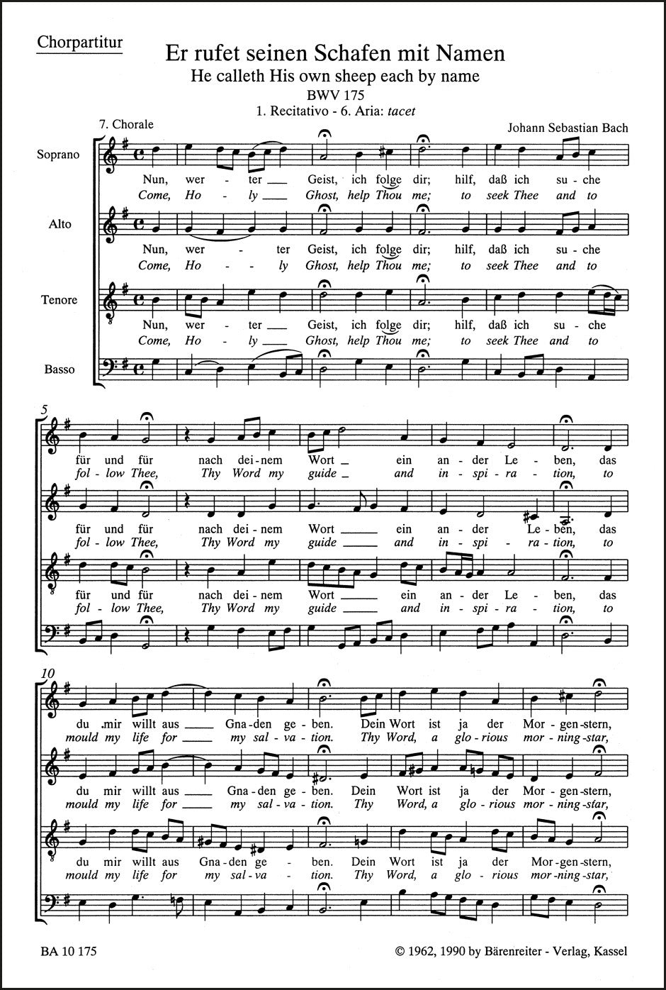 Bach: Er rufet seinen Schafen mit Name, BWV 175