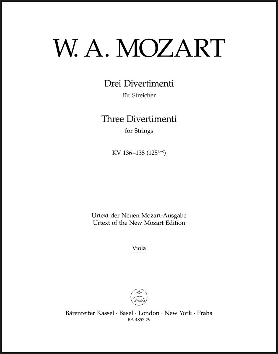 Mozart: Three Divertimenti, K. 136-138 (125a-c)