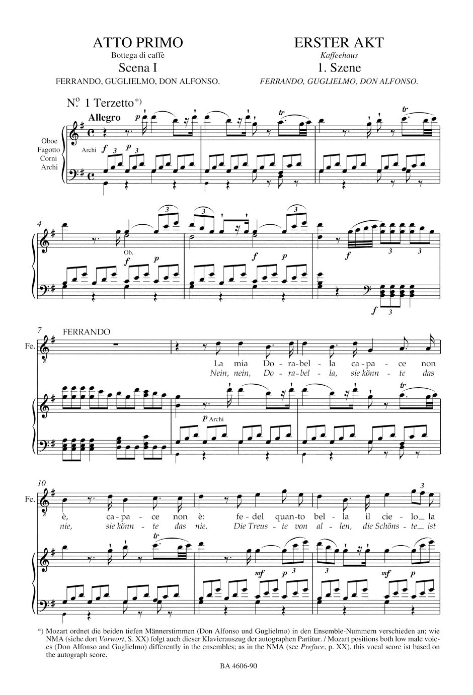 Mozart:Così fan tutte楽譜コジ・ファン・トゥッテオペラスコア Mozart: Così fan tutte, K. 588 – Barenreiter US