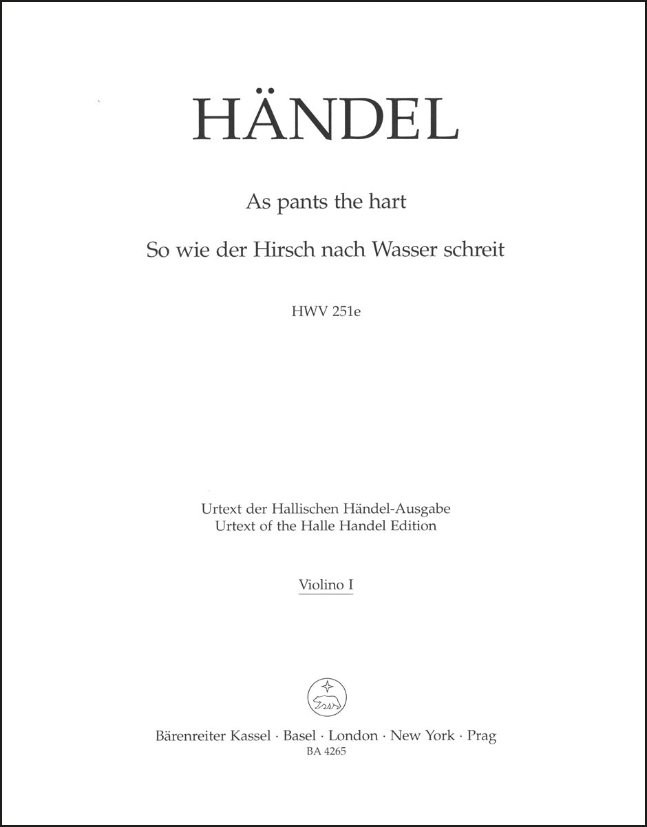 Handel: As pants the hart, HWV 251e