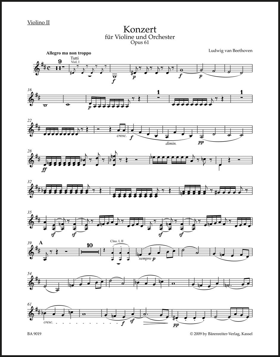 Beethoven: Violin Concerto in D Major, Op. 61 – Barenreiter US