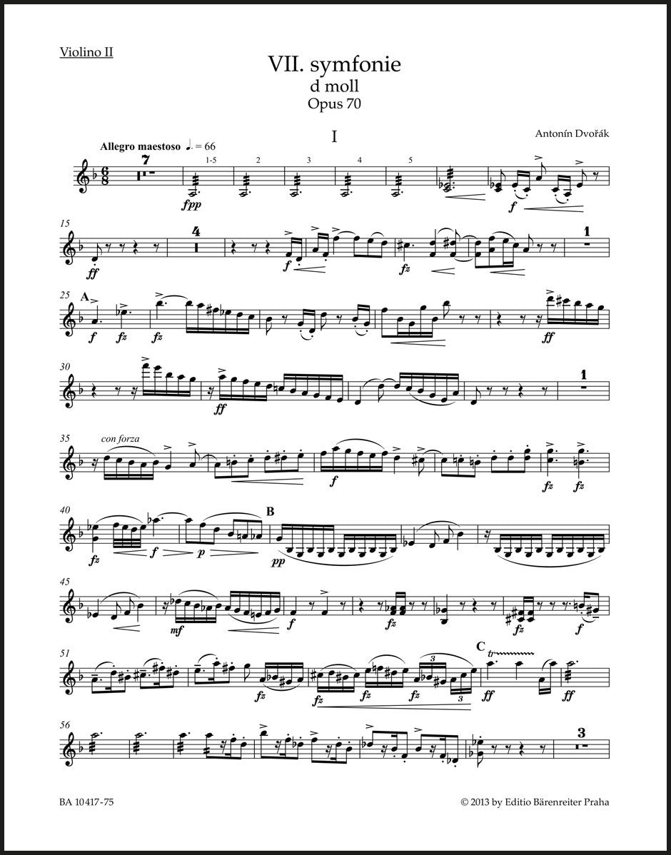 Dvořák: Symphony No. 7 in D Minor, Op. 70 – Barenreiter US