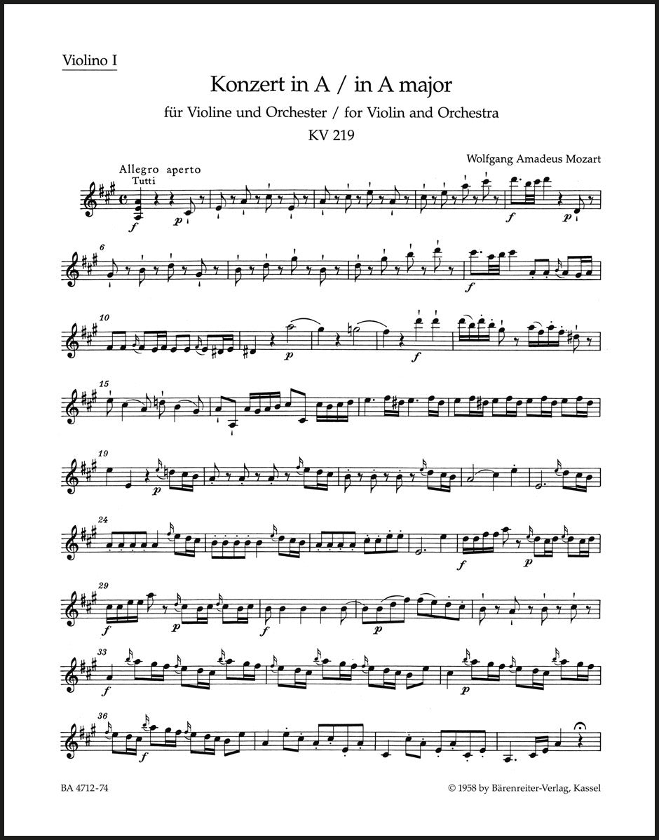 Mozart: Violin Concerto No. 5 in A Major, K. 219