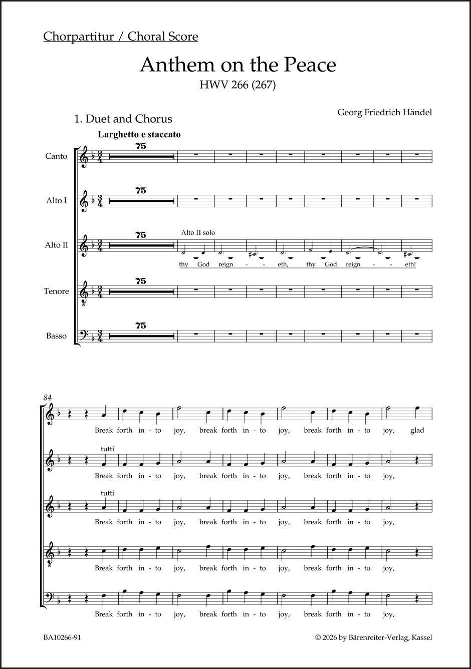 Handel: Anthem on the Peace, HWV 266 (267)