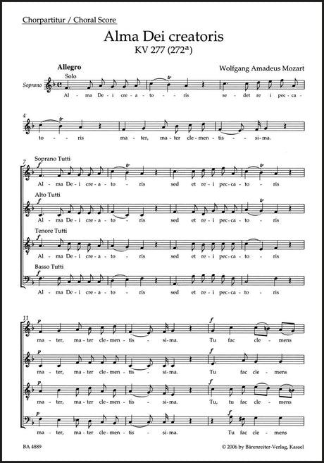 Mozart: Alma Dei creatoris, K. 277 (272a)