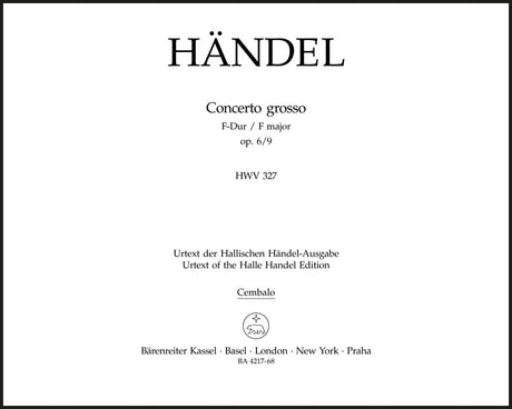 Handel: Concerto grosso in F Major, Op. 6, No. 9, HWV 327