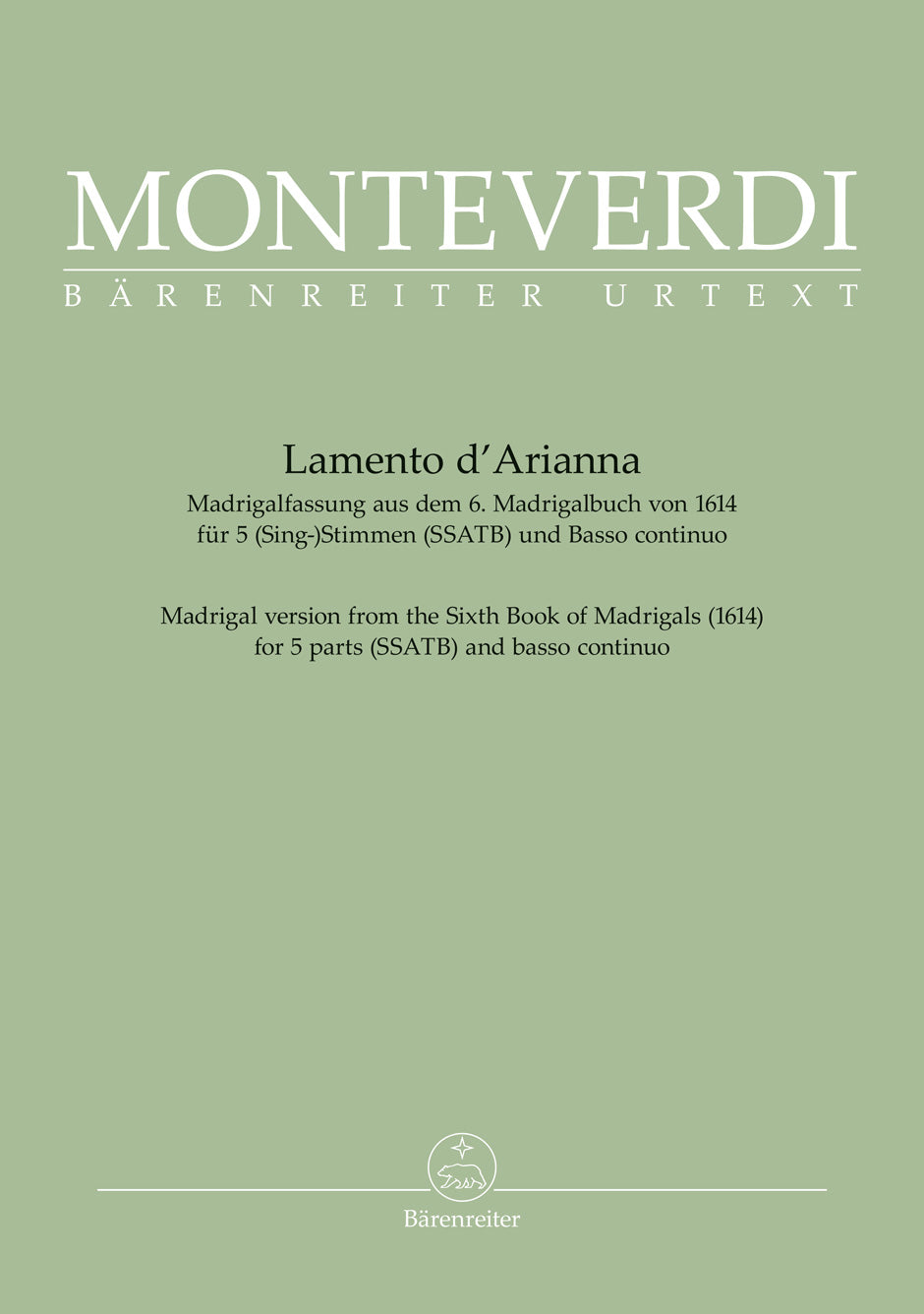 Monteverdi: Lamento d'Arianna for 5 parts (SSATB) and basso continuo