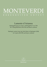 Monteverdi: Lamento d'Arianna for 5 parts (SSATB) and basso continuo