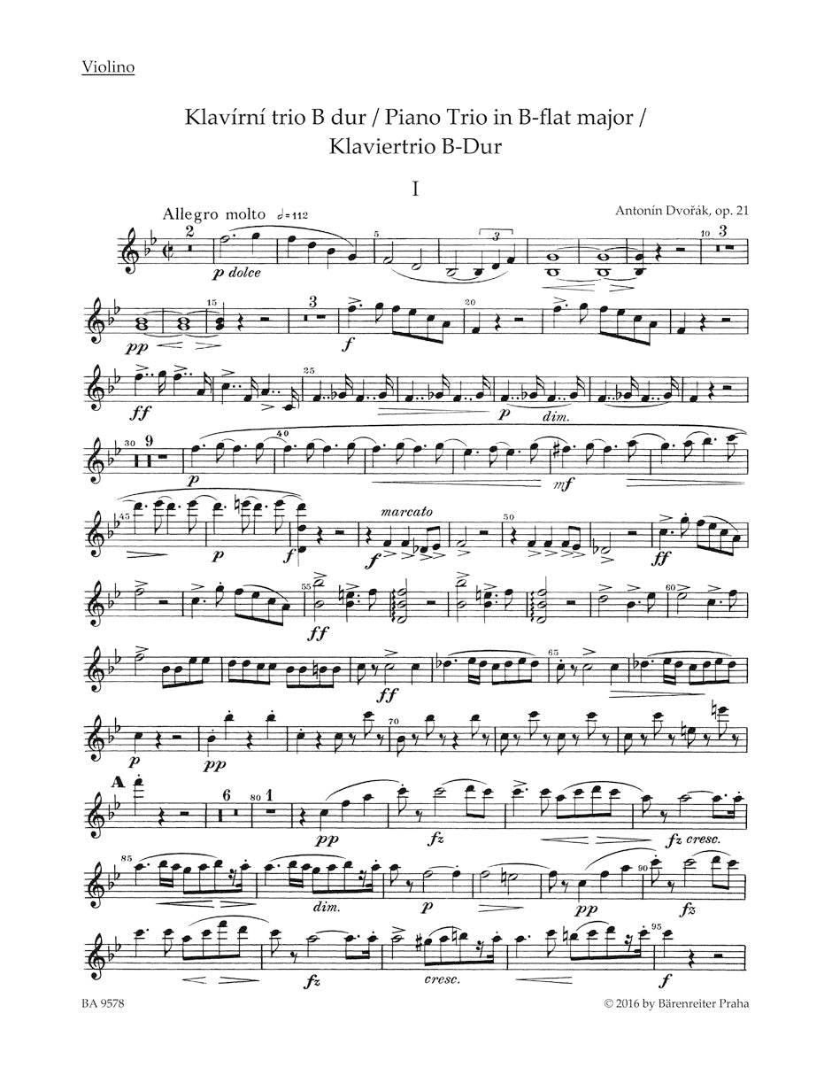 Dvořák: Piano Trio in B-flat Major, Op. 21 – Barenreiter US