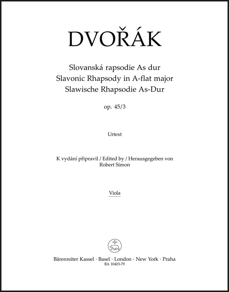 Dvořák: Slavonic Rhapsody in A-flat Major, B. 86, Op. 45, No. 3