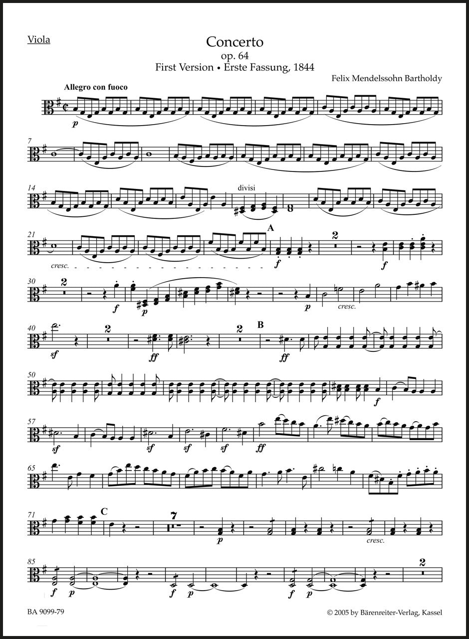 Mendelssohn: Violin Concerto in E Minor, Op. 64 – Barenreiter US