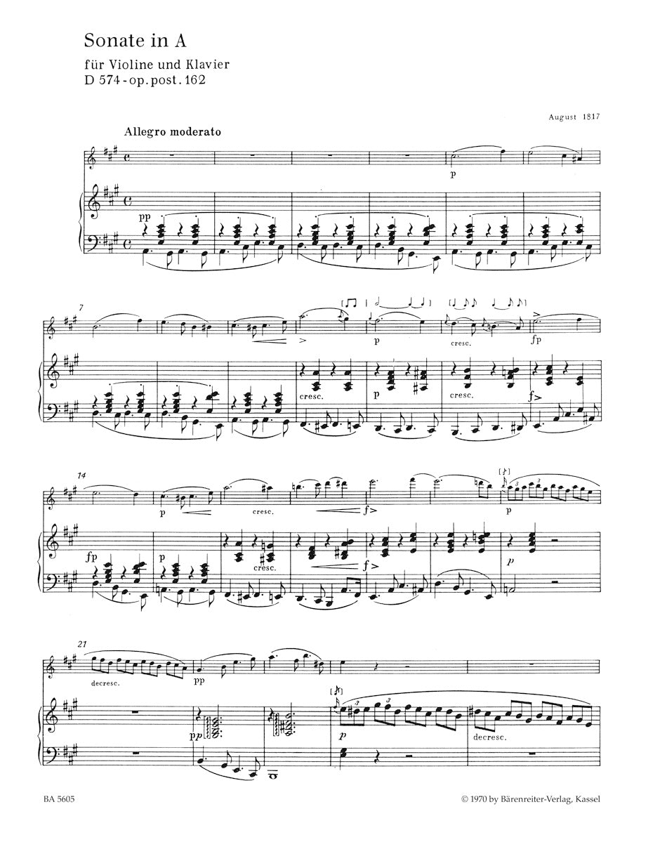 Schubert: Violin Sonata in A Major, Op. posth. 162, D 574